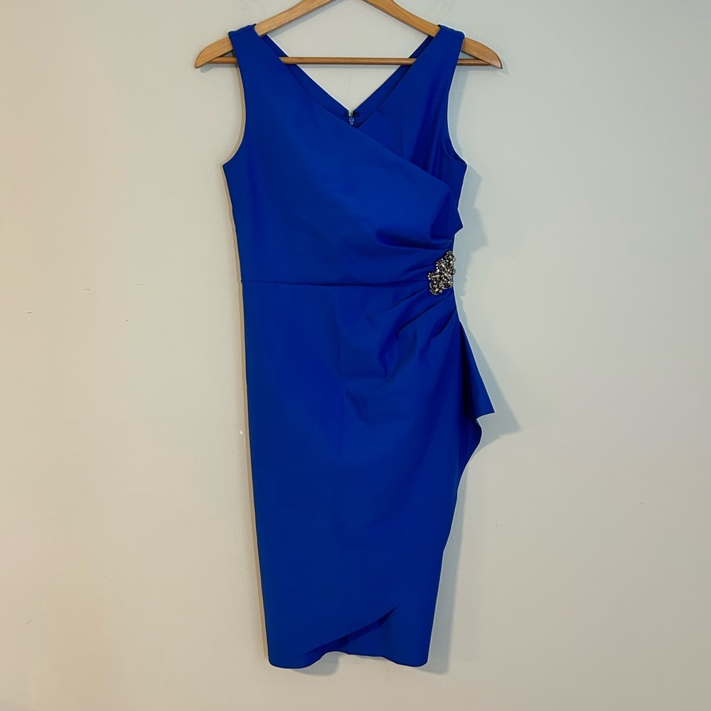 NWOT ALEX EVENINGS Women’s Size 4 – Royal Blue Embellished Ruched Sheath Dress